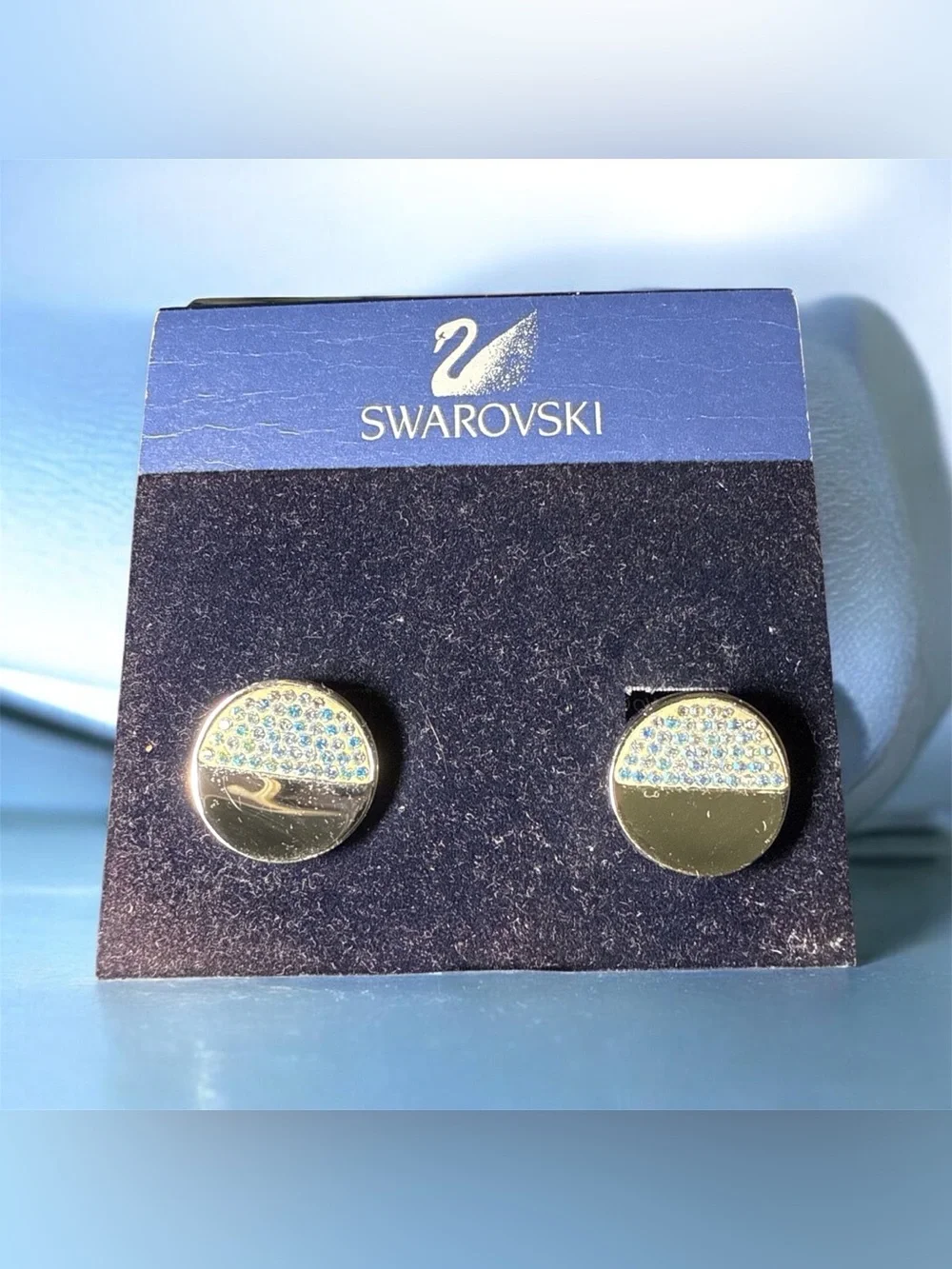 Authentic Swarovski Round Pavé & Polished Clip-On Earrings